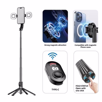 Blavec Selfie Stick Aluminium Fusion P-07 Magsafe tripod + remote control + 2 lamps 1,4 metres (SSFP07-MTR2LB14) must