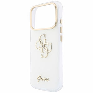 Guess IML 4G Script Metal ümbris iPhone 18 Pro / 17 Pro jaoks, valge