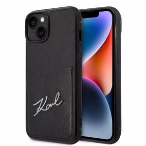 Karl Lagerfeld Signature Logo Cardslot ümbris jaoks iPhone 14 Plus - must