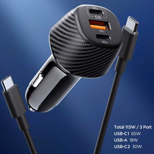 Spigen Essential EV1133 3-portiline autolaadija - must