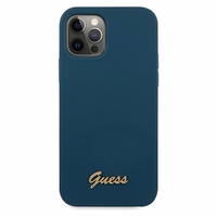 Guess GUHCP12LLSLMGBL iPhone 12 Pro Max 6.7" sinine/sinine kõvakaaneline metallist logo Script