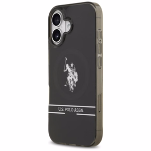 US Polo DH and Bottom Stripe Logo MagSafe чехол iPhone 17 - черный