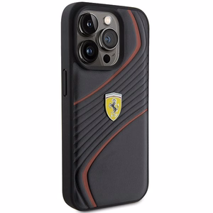 Ferrari Twist Metal Logo чехол для iPhone 15 Pro - чёрный