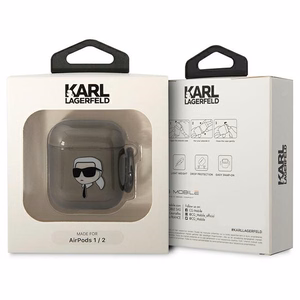 Karl Lagerfeld KLA2HNIKTCK чехол AirPods 1/2 чёрный/чёрный Karl`s Head
