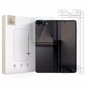 Tech-Protect kaitsekomplekt Samsung Galaxy Z Flip 7 / 8 jaoks: Glass Fit+ karastatud klaas, 2 tk, ja Hydro Flex+ hüdrogeelkile, 2 tk