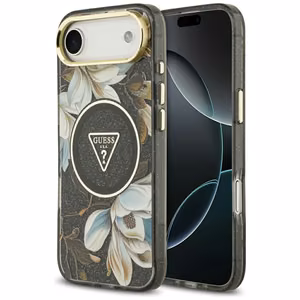 GUESS ümbris jaoks IPHONE 17 Air compatible with MagSafe GUHMP17MHFLPEDK (IML Metal Glitter Flowers Triangle) must