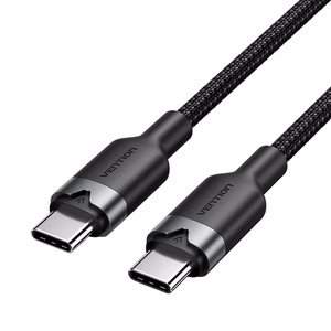 Vention USB-C–C kaabel, punutud, 3A, 480Mbps, 60W, 2m, must