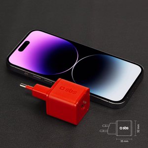 SBS TETRGAN1C20R 20W GaN Wall Laadija koos Power Delivery - punane