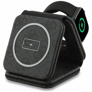 Беспроводное зарядное устройство 3in1 совместимое с MagSafe 15W GUESS GUE005639 черный