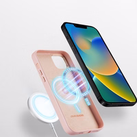 Dux Ducis Grit nahast ümbris iPhone 14 Plus'ile Elegantne kunstnahast ümbris (MagSafe ühilduv) roosa