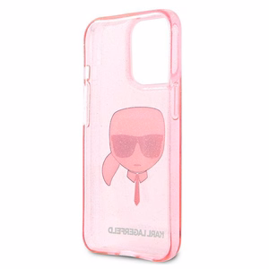 Karl Lagerfeld Glitter Karl's Head чехол для iPhone 13 Pro Max - розовый
