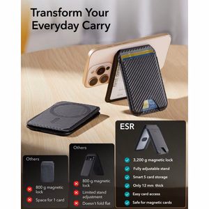 ESR Classic RFID-kaitsega MagSafe magnetiline telefoni kaarditasku koos toega – must