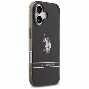 US Polo DH and Bottom Stripe Logo MagSafe чехол iPhone 17 - черный