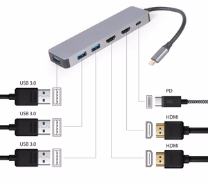 Gembird A-CM-COMBO3-03 USB Type-C 3-in-1 mitmepordiline adapter (USB-jaotur + HDMI + PD)