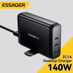 Laadija Essager Peak 2 Must 140W (2xPD / QC3.0)