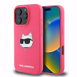 KARL LAGERFELD ümbris jaoks IPHONE 16 Pro Max compatible with MagSafe KLHMP16XSCHPPLF (Sil Choupette Head Print) fuschia