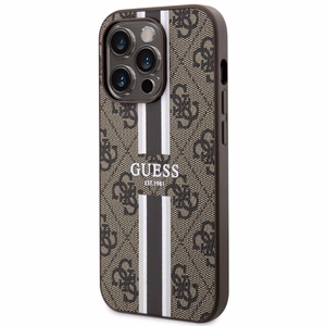 Guess GUHMP14LP4RPSW iPhone 14 Pro 6.1" brown/brown hardcase 4G Printed Stripes MagSafe