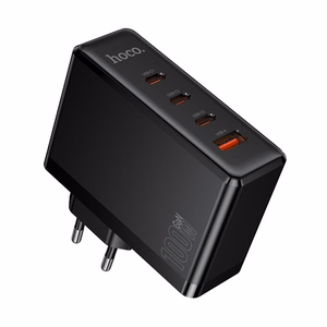 Hoco N85 100 W laadija kolme USB-C-pordiga ja ühe USB-A-pordiga, must
