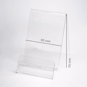 Plexi Vertical Hoidja / phone alus with Place jaoks Price (Smartphone - 65 mm)