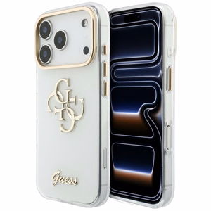Guess IML 4G Script Metal ümbris iPhone 18 Pro / 17 Pro jaoks, valge
