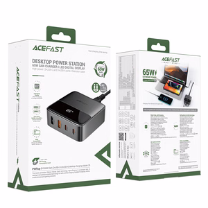 Acefast Z6 Laadija Network GaN Desktop 2x USB-A / 2x USB-C PD 65W - must