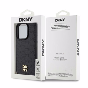 DKNY Leather Monogram Pattern Metal Logo MagSafe Ümbris jaoks iPhone 15 Pro - Must