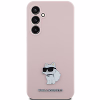 Karl Lagerfeld Silicone Choupette Metal Pin ümbris jaoks Samsung Galaxy S23 FE - roosa