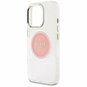 Guess IML Metal Colored Circle Classic Logo MagSafe iPhone 16 Pro Ümbris - Roosa