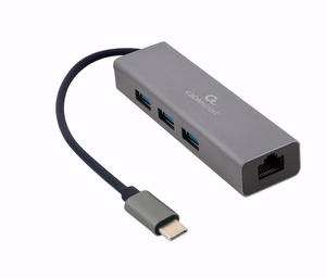 Gembird USB-C Gigabit võrguadapter 3-pordilise USB 3.1 jaoturiga