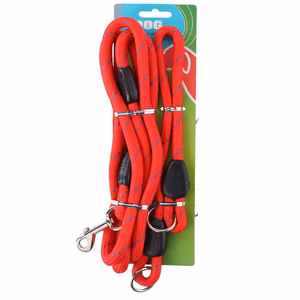 Dog leash, 150 cm, with 45 cm collar, Red