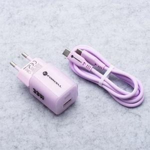 Phone laadija Forcell F-Energy GaN III Crystal Color USB C + USB A QC4.0 PD 33W + silikoon kaabel USB C to USB C VT-41 purple 0INT
