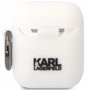 Karl Lagerfeld KLACA2SILKCW AirPods 1/2 cover valge/valge Silicone Karl & Choupette
