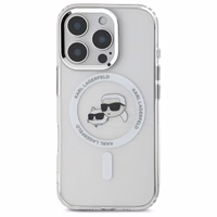 Karl Lagerfeld IML Metal Karl&Choupette Head MagSafe Ümbris jaoks iPhone 16 Pro Max - valge