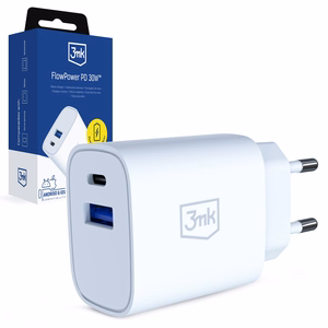 3mk FlowPower 30W 1A1C PD 3.0 QC4+ seinalaadija - valge