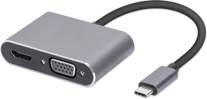 USB Type-C хаб 4-в-1 USB 3.0 + PD 100W + HDMI 4k30Hz + VGA FullHD
