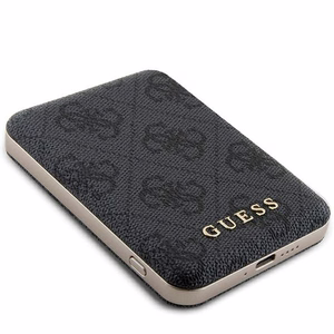Guess Powerbank induktiivne 15W GUPB5FP4EMGK 5000mAh must/must 4G nahast metallist logo MagSafe