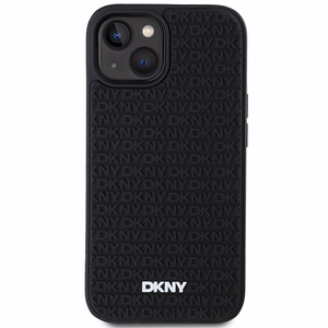 DKNY 3D Rubber Repeat Pattern ümbris jaoks iPhone 15 Plus - must