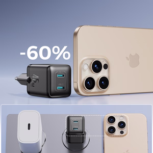 Joyroom JR-TCG17 seinaklaadija, 45 W, 2 × USB-C (EU-pistik), must