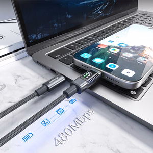 Choetech XCC-1068 PD 60W USB-C - USB-C kaabel ekraaniga 1.2 m - must