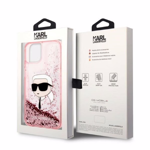 Karl Lagerfeld Glitter Karl's Head ümbris jaoks iPhone 14 Plus - roosa