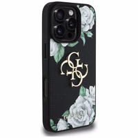 Guess Grained Roses Big 4G logo ümbris jaoks iPhone 16 Pro Max - must