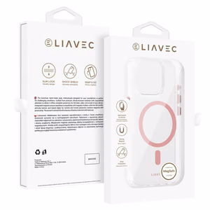 Liavec Glossy Magsafe Clear Ümbris do Iphone 16 Pro różowy