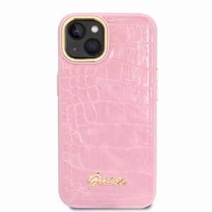 Guess Croco Collection ümbris jaoks iPhone 14 - roosa