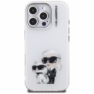 Karl Lagerfeld IML Aquarelle Karl & Choupette & Logo iPhone 16 Pro Ümbris - valge