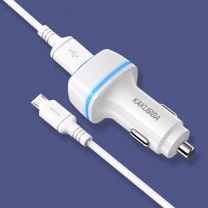 KAKU автомобильное зарядное устройство KSC-528 Shengyu - 2xUSB - 2,8A с кабелем USB на Micro USB белое