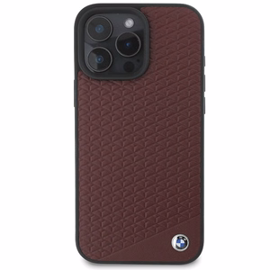 BMW Sign Leather Diamond Metal Logo MagSafe Ümbris jaoks iPhone 16 Pro Max - punane