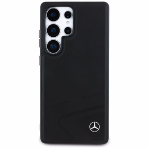 Mercedes Leather Horizontal Debossed Curves MagSafe Ümbris jaoks Samsung Galaxy S25 Ultra - must