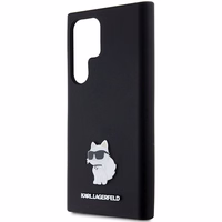 Karl Lagerfeld Silicone Choupette Metal Pin ümbris jaoks Samsung Galaxy S24 Ultra - must
