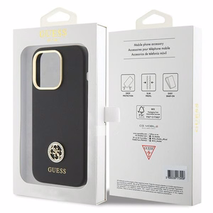 Guess Silicone Logo Strass 4G чехол для iPhone 15 Pro Max - чёрный