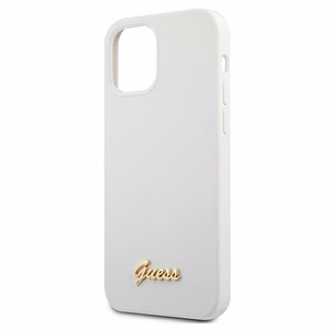 Guess GUHCP12SLSLMGWH iPhone 12 mini 5.4" valge/valge kõvakaaneline metallist logo Script